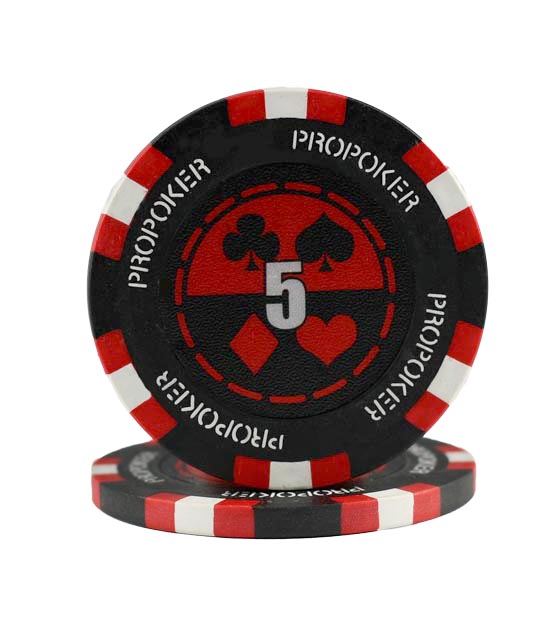 Pro Poker clay chip red (5), roll of 25